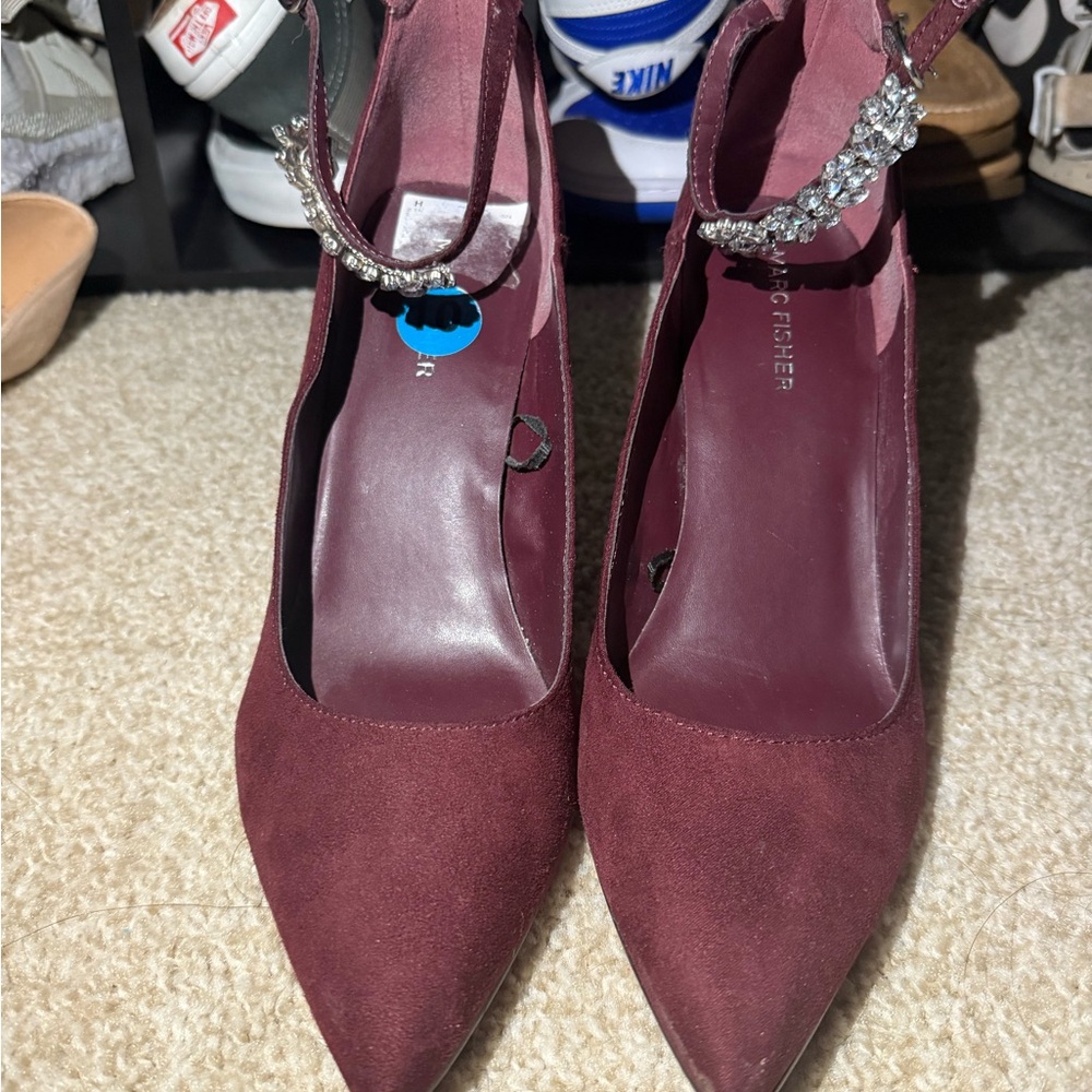 Marc Fisher Brown Heels Suede Pointed Toe